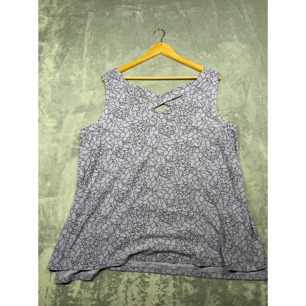 LIVI Lane Bryant Tank Top Womens 18/20 Light Purple Black Dot Floral Cross-Back